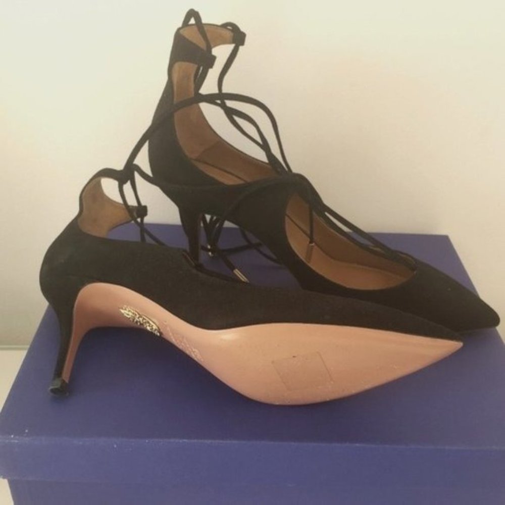 AQUAZZURA Christy lace-up suede pumps
